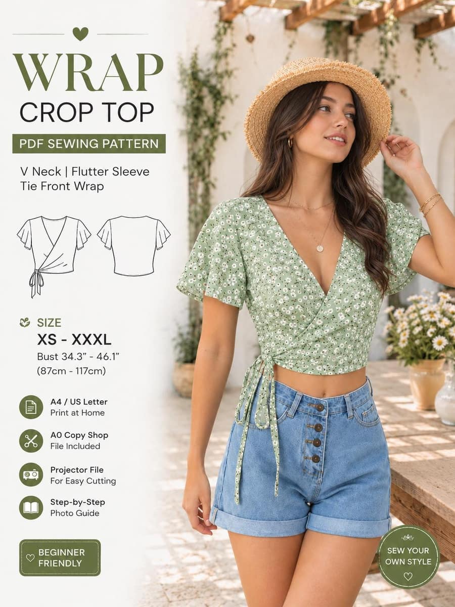 Plus Size Tie Front V Neck Top sewing pattern preview