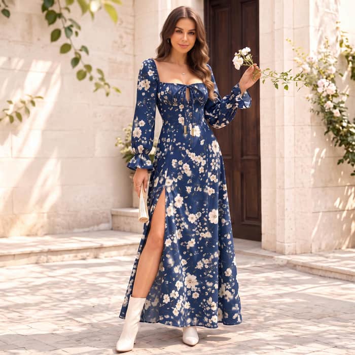 Long Sleeve Floral Dress listing image 2 of 5