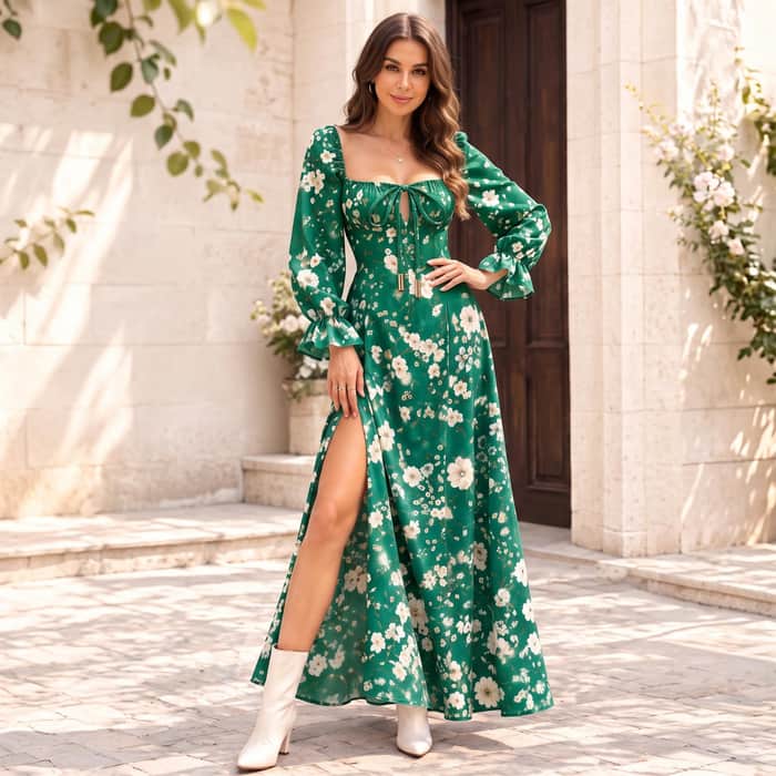 Long Sleeve Floral Dress listing image 5 of 5