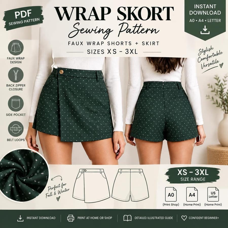 Corduroy Skort sewing pattern preview