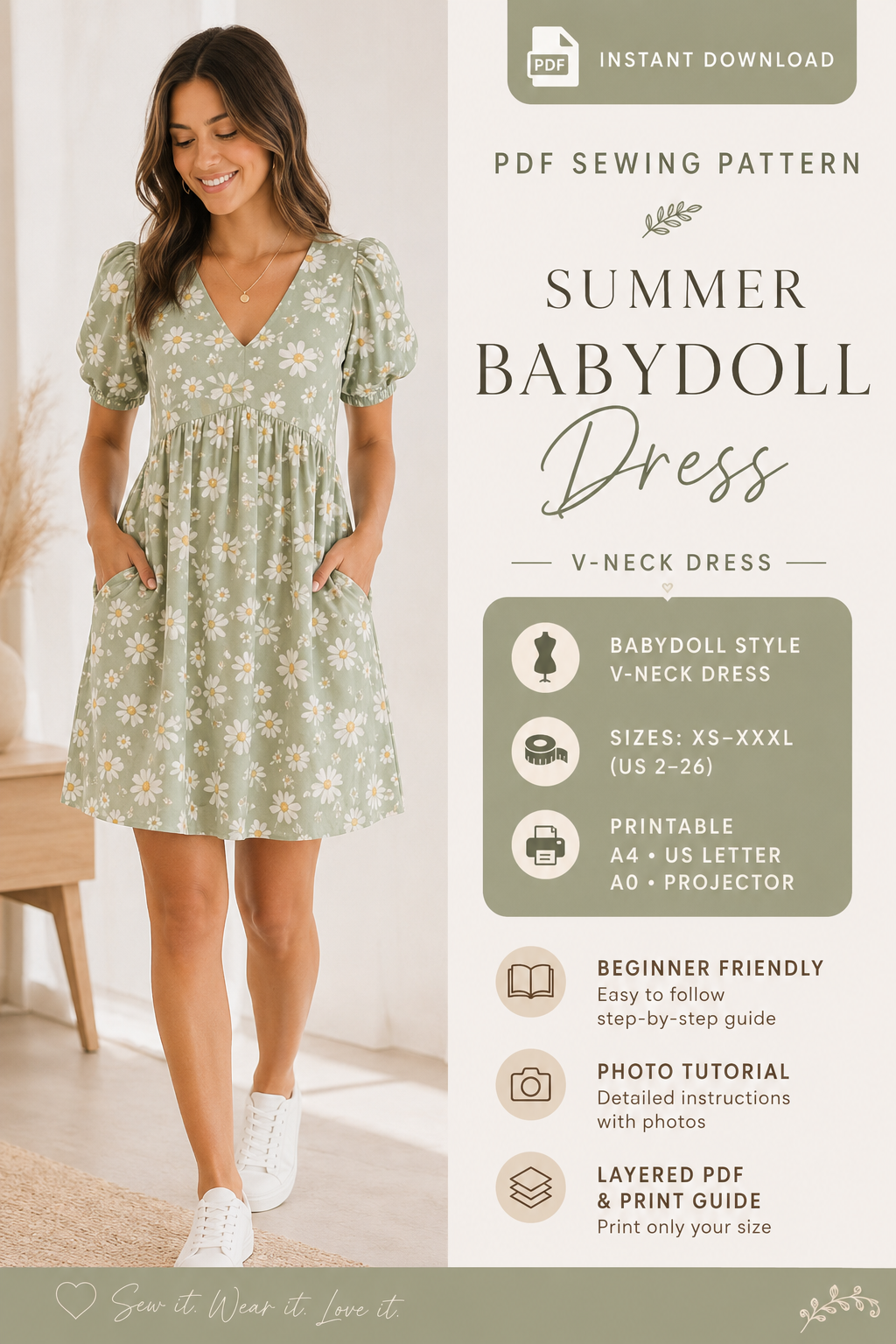 Summer Dress Sewing Pattern PDF